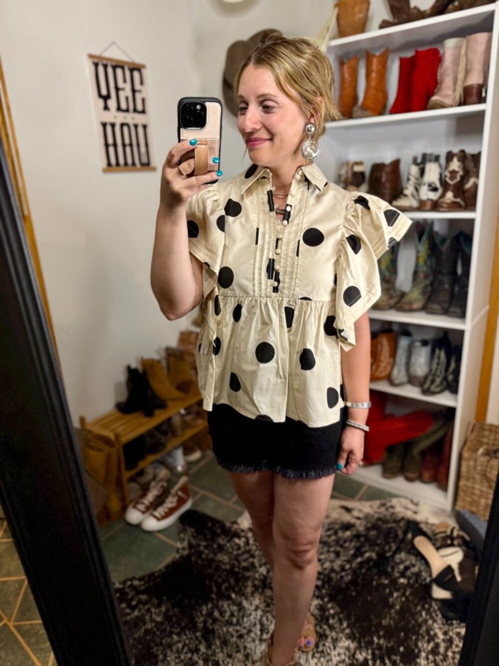 Linden Polka Dot Ruffled Sleeves Top ✙NWT✙ - Picture 3 of 7